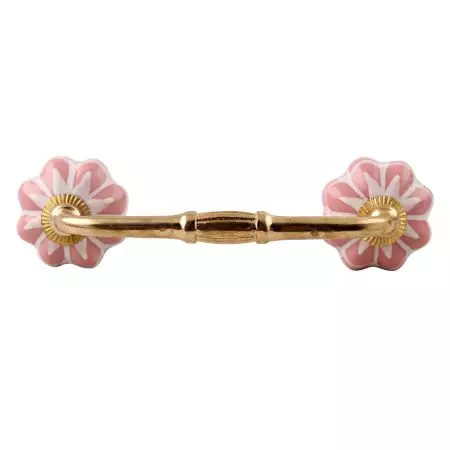 Baby Pink Flower Medium Ceramic Bridge Handle
